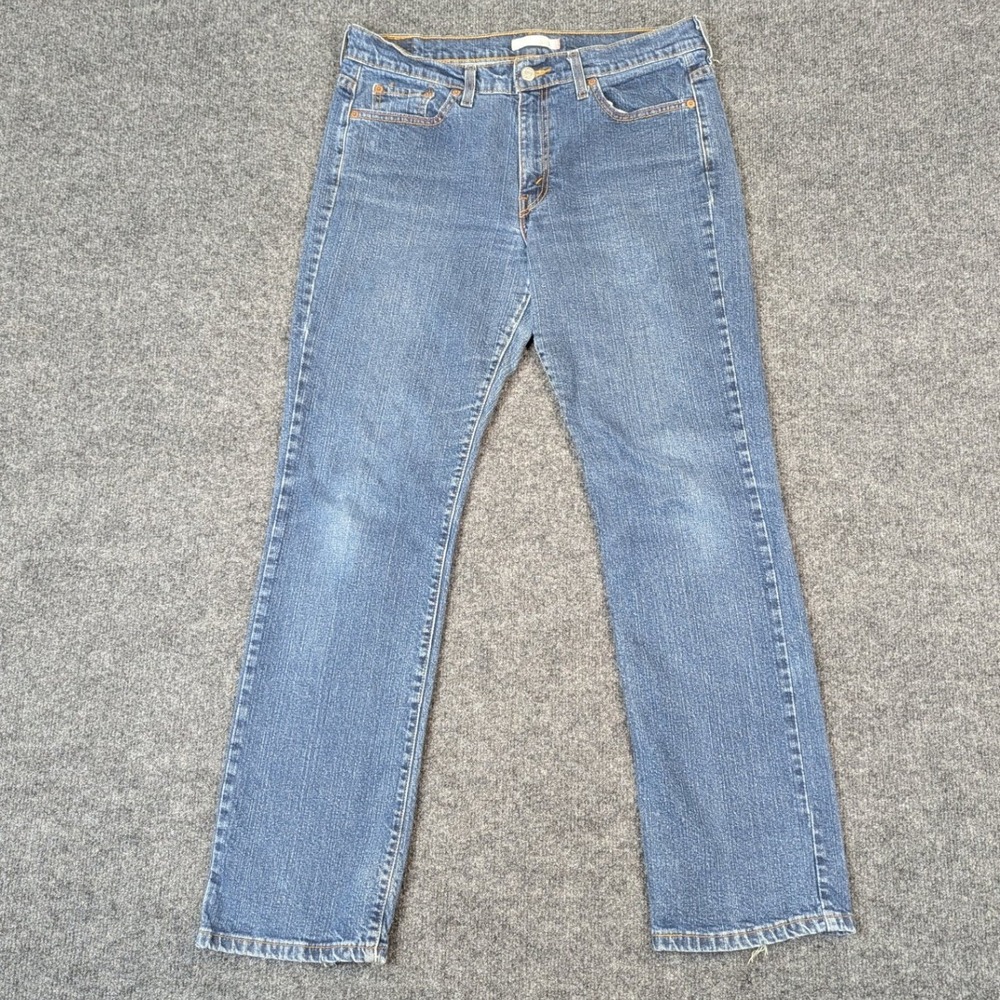 Levis 505 Straight Leg Jeans Womens 10 M Blue Medium Wash Denim Distressed Hem